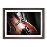 Big Box Art Cello Instrument (1) Framed Wall Art Picture Print Ready to Hang, Walnut A2 (62 x 45 cm)