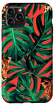 Coque pour iPhone 11 Pro Green Pop Art Tropical Red Leopard Phone Pattern Guépard