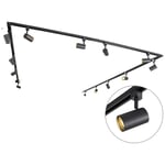 Qazqa - jeana - Système de rail spot luminaire plafond, plafonnier compatible pour led - 14 lumière - l 753 cm - Noir - Moderne - éclairage intérieur