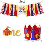 Cartoon Animal Baby Shower Happy Birthday Banner Carnival Circus-setti 3 kpl