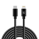 SiGN USB-C till Lightning-kabel 2.1A, 3m - Svart