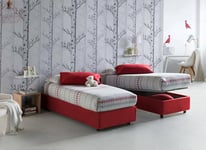 Talamo Italia - Lit simple Asia, Lit coffre avec revêtement en tissu, 100% Made in Italy, Ouverture frontale, adapté pour matelas 80x190 cm, Rouge