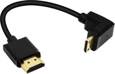 Mini Câble Hdmi Vers Hdmi 15 Cm 90 Degrés Haute Vitesse 4K Mini Hdmi Mâle Vers Hdmi Mâle Cordon Court Prend En Charge Ethernet, 3D, Retour Audio(Black Down)[YIN142084]