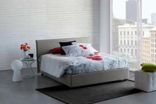 Talamo Italia - Lit double Azue, Lit coffre en tissu, Ouverture frontale, adapté pour matelas 140x190 cm, 100% Made in Italy, Gris