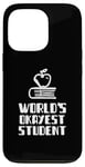 Coque pour iPhone 13 Pro Étudiant le plus cool du monde, jeu de mots, paresseux, stupide, université