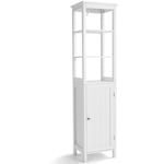 Meuble de rangement salle de bain meuble colonne autoportante avec étagère à 3 niveaux 40 x 32 x 161,5 cm blanc