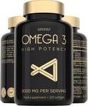 Omega 3 Fish Oil Capsules - 1000mg High Strength Supplement 120 Softgel Tablets