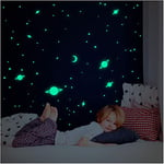 Sticker Phosphorescent UNIVERS Planète - Autocollant Fluorescent et Lumineux jusqu'à 5 HEURES de suite - Déco pour Chambre Bébé et Enfant - 150 autocollants étoiles et planètes phosphorescent