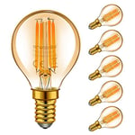 Emotionlite E14 LED Ampoules, Ampoules à incandescence à LED, 4W (Equivalent 40W), E14 Candélabre, Ambre Glow, 2200K, Paquet de 6 (P45 2200K)