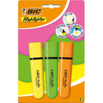 Bic Blister de 3 surligneurs Jumbo Pointe biseautée. Séchage rapide. Couleurs assorties vert, orange, jaune