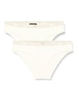 Emporio Armani Lot de 2 Lettres Stardust en Coton, Cream Printed/Solid, S Femme