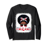 England girl messy bun black women soccer girl Long Sleeve T-Shirt