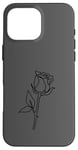 Coque pour iPhone 16 Pro Max Rose noire abstraite dessin minimaliste Line Art