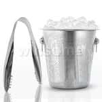 Stainless Steel Wine Cooler Beer Cool Ice Bucket With Ice Tongs Champagne Party