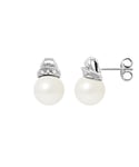 Blue Pearls Womens White Freshwater Diamonds Earrings and gold 750/1000 - One Size