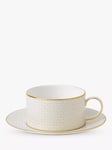 Wedgwood Gio Gold Bone China Tea Cup & Saucer, White/Gold