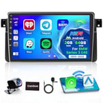 2G+64G Hikity Android 13 Autoradio pour BMW Série 3 E46 1999-2005 sans Fil Carplay Android Auto, 9'' Écran Tactile Radio avec Mirror Link GPS Bluetooth FM RDS WiFi Hi-FI MIC SWC Caméra de Recul