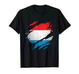 Proud Luxembourgian Shirts | Torn Ripped Luxembourg Flag T-Shirt