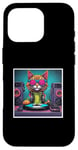 iPhone 16 Pro Cat Music DJ Turntables Mixing Vinyl Record Party Graphic Case