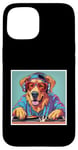 iPhone 15 Golden Dog Music DJ Turntables Mixing Vinyl Records Graphic Case