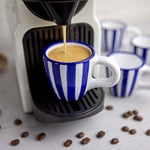 City to Cottage Ceramic Espresso Cups of 4, Small Expresso Shots Cups, Espresso Mugs, Demitasse Cups, Perfect for Espresso Machine and Coffee Maker, Handcrafted Navy Blue Stripe Coastal Espresso Cups