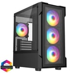 CiT Tsunami Black Micro-ATX Gaming Case With 4 x 120mm ARGB Inner-Ring Fans - CSCITTSUNAMIBLK