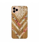 Coque Iphone 11 PRO MAX Effet Bois Marbre Fleur dentelle Blanc Chic