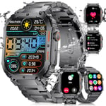 LIGE Montre Connectée Homme avec Appel Bluetooth, 1,96" Militaire Sport Smartwatch 100+ Sport/Fréquence Cardiaque/Sommeil/SpO2, 400mAh IP68 Étanche Android iOS