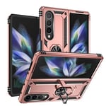 Samsung Galaxy Z Fold4 5G      Military Armour Ring Case    RoseGold