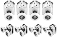 Lot de 8 Roulettes pour Porte de Douche - Roulettes Cabine de Douche en Alliage de Zinc - Roulette Porte Coulissante Douche pour Salle de Bain 25mm (4 Supérieures et 4 Inférieures).[G582]