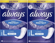 92 x Always Dailies Pantyliners Long / Large, Extra Protect - Lightly Scented