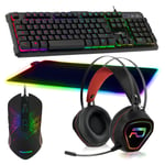 Pack Gamer Clavier Souris Tapis XXL Casque RGB GTA 230 PS4, PS5, XB1 X et S, PC - Neuf