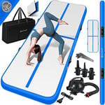 KESSER® Tapis de Gymnastique | Tapis de Fitness Gonflable Airtrack | Tapis de Gymnastique 3/4/5/6 m | Sac de Transport et Batterie électrique (Bleu, 200 x 100 x 10 cm)