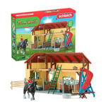 Écurie avec boxes et animaux, coffret de 82 pièces avec chevaux, petits animaux de la ferme, outils et figurines de fermier, jouets