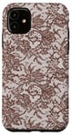 Coque pour iPhone 11 Dentelle marron vintage avec fleurs