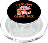 Je bois du jus d'orange A'lotl Funny Axolotl Kawaii PopSockets PopGrip pour MagSafe