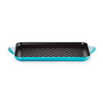 Le Creuset Gril Rectangulaire en Fonte Émaillée, 32 cm, Bleu Caraïbes, 20202321700460, Karibik