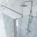 Pack Paroi de Douche et Volet Pivotant 120+40x200 cm - Verre Transparent - Barre de Fixation Chrome