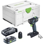 Txs 18-Basic Perceuse-visseuse sans fil 18 v 40 Nm Brushless + 1x batterie 4,0 Ah + chargeur rapide + Systainer - Festool