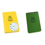 Rite in the Rain Waterproof Paper Geological Notebook Side Hard Bound Fabrikoid Cover White/Yellow & Waterproof Paper Universal Pocket Top Wire Bound Spiral Notebook Green