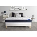 Ensemble matelas Latex et Mémoire de forme actilatex ergo 90x190 cm Maxi épaisseur 5zones de confort + sommier kit blanc