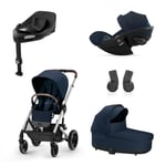 cybex GOLD Balios Silver Ocean Ocean i-Size Ocean Adapter Barnvagnset S Lux Blue inkl. liggdel S Lux Blue, bilbarnstol Cloud G Blue Plus och basstation Base