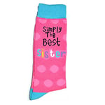 SHATCHI Novelty, Chaussettes Taille Unique « Simply The Best Sister » pour Anniversaire, fête des mères, Noël Femme, Rose