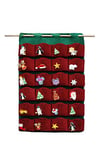 Petra's Bastel News Kit de Bricolage pour Calendrier de l'Avent en Feutre - Couleur : Vert Sapin - Poches : Bordeaux avec 24 Boutons en Bois différents - Fliz Naturel - 32 x 22 x 11 cm
