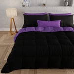 PETTI Artigiani Italiani - Couette Chaude Hiver 160x260 Bicolore VioletNoir, Couette Double Face, Couette pour lit 1 Personnes, Couette en Microfibre 300g/m², Made in Italy