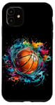 Coque pour iPhone 11 Entraînement de joueur de basket-ball Splash Art