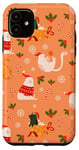 iPhone 11 Christmas Cat Phone Case Holiday Winter Kitten Pattern Gift Case