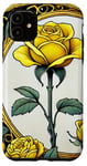 Coque pour iPhone 11 Rose jaune Illustration Roses jardinage art rosiers jardiniers