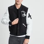 AMERICAN COLLEGE - veste teddy droite courte noir homme