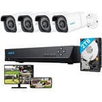 Kit Vidéo Surveillance avec 4K 8MP 4X Bullet Caméra ip PoE et 8CH 2To nvr, Détection Personne/Véhicule, Vision Nocturne 30m avec Audio - Reolink